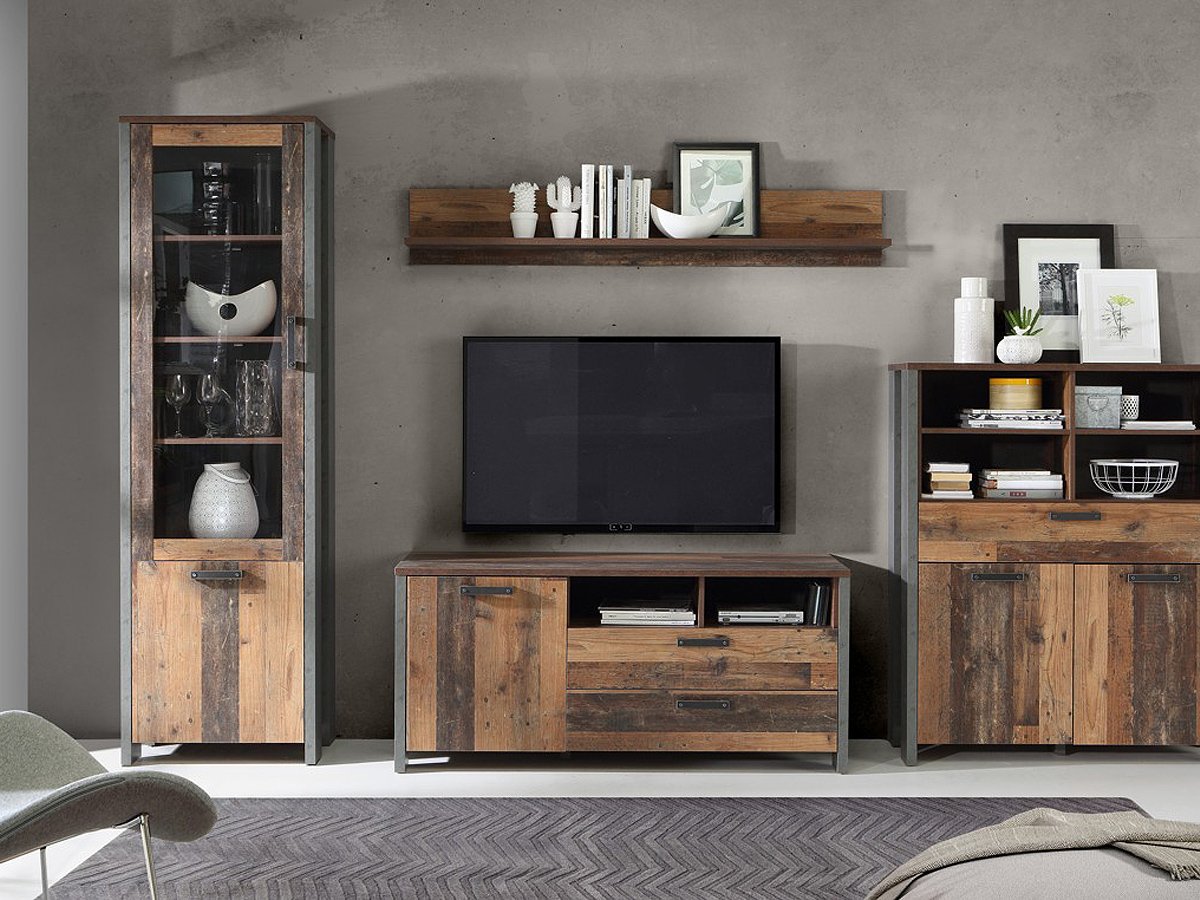 TV - Lowboard Old Wood Vintage - Betonoptik 142 cm - CLIF