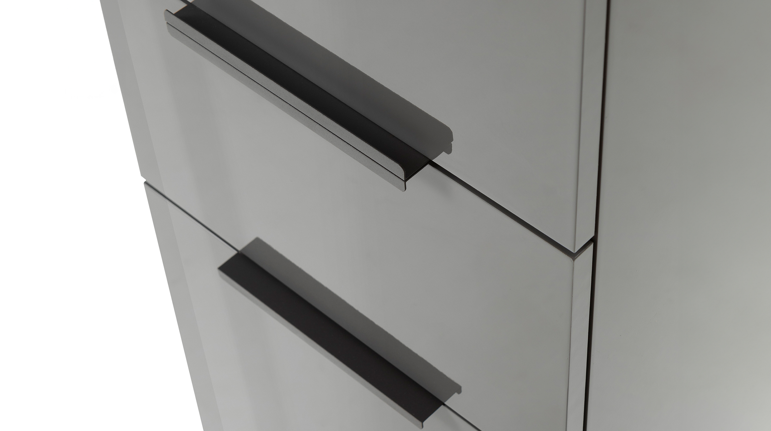 Bad Hochschrank grau hochglanz - Artisan Eiche - MUNDI