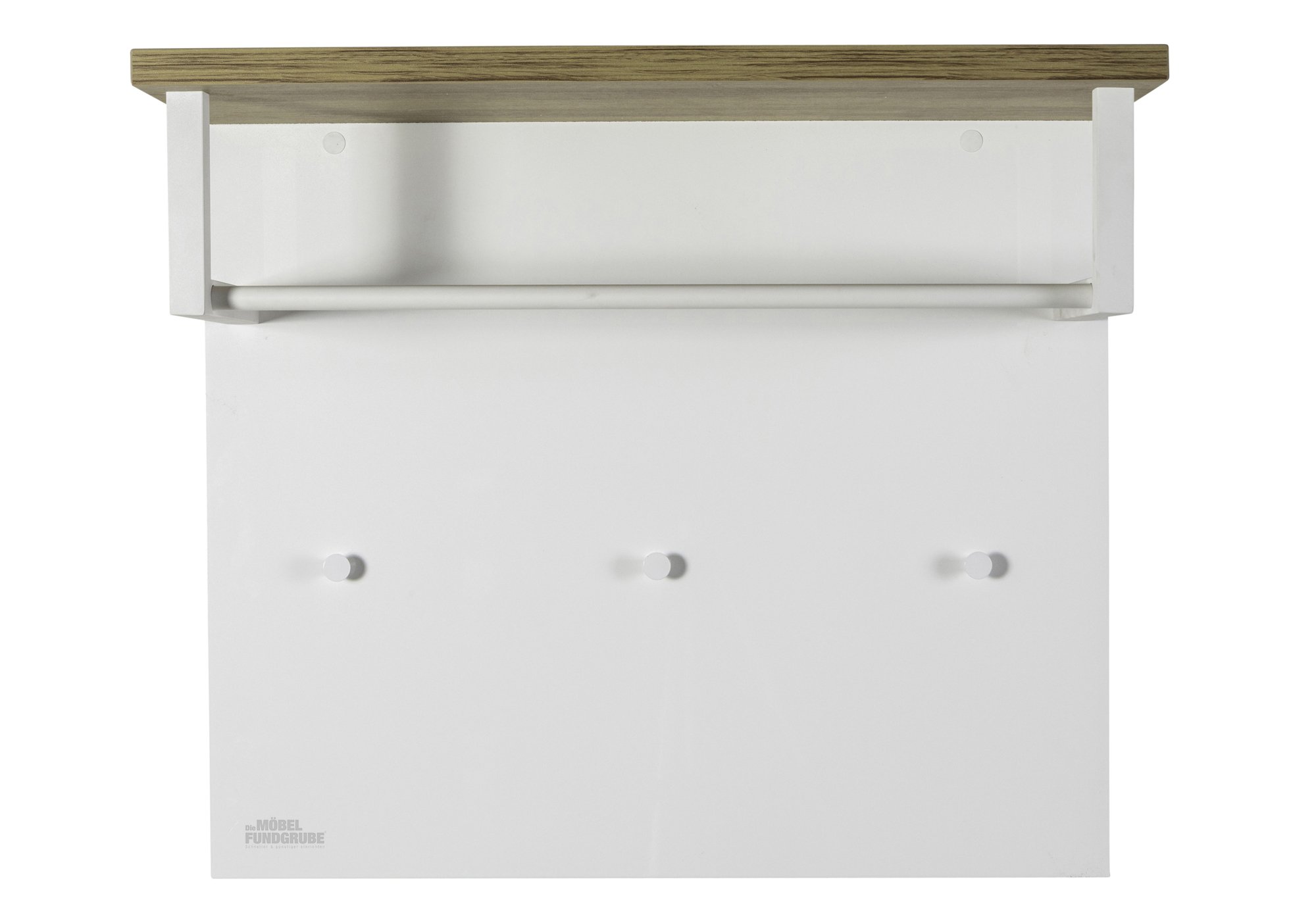 Wandgarderobe Paneel weiß hochglanz - Eiche 82 cm - MUNDI