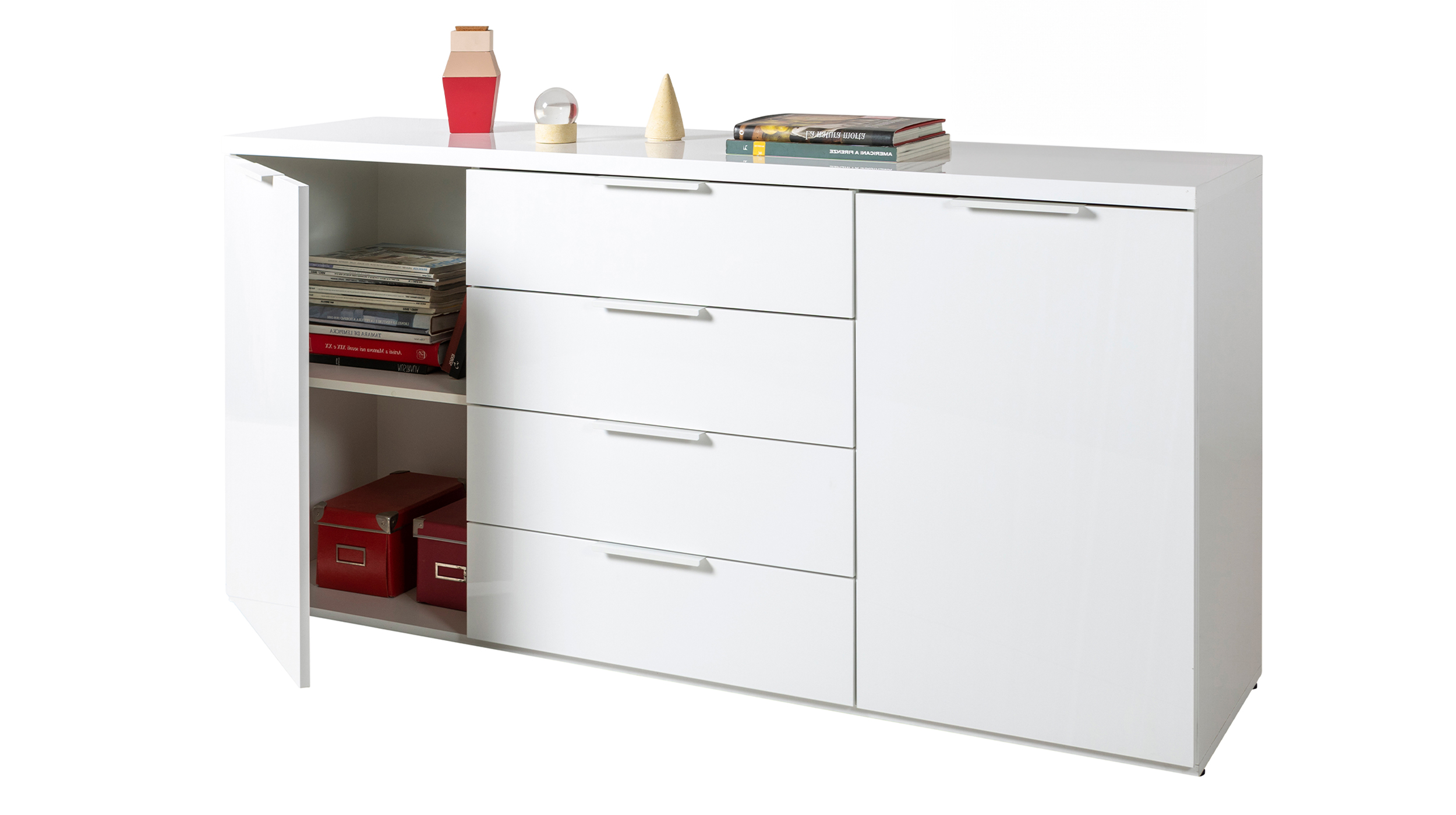 Sideboard weiß hochglanz 171 x 83 cm 4 Schubladen - MUNDI