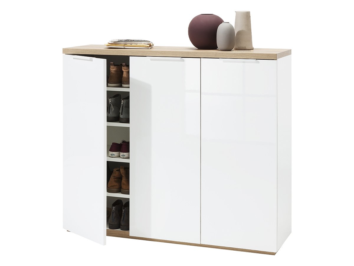 Kommode weiß hochglanz - Riviera Oak 120 cm - MUNDI