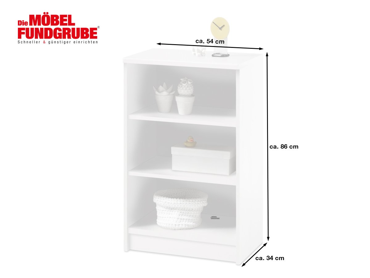 Bücherregal Standregal weiß 54 x 86 cm - 2 Einlegeböden - OPTIMUS