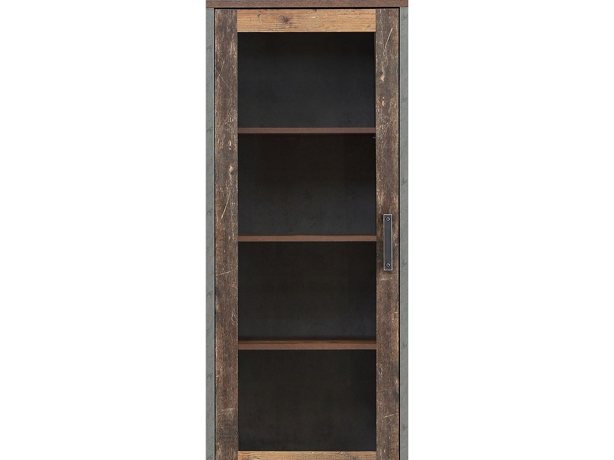 Vitrine mit 1 Glastür Old - Wood - Beton - grau 205 cm - CLIF