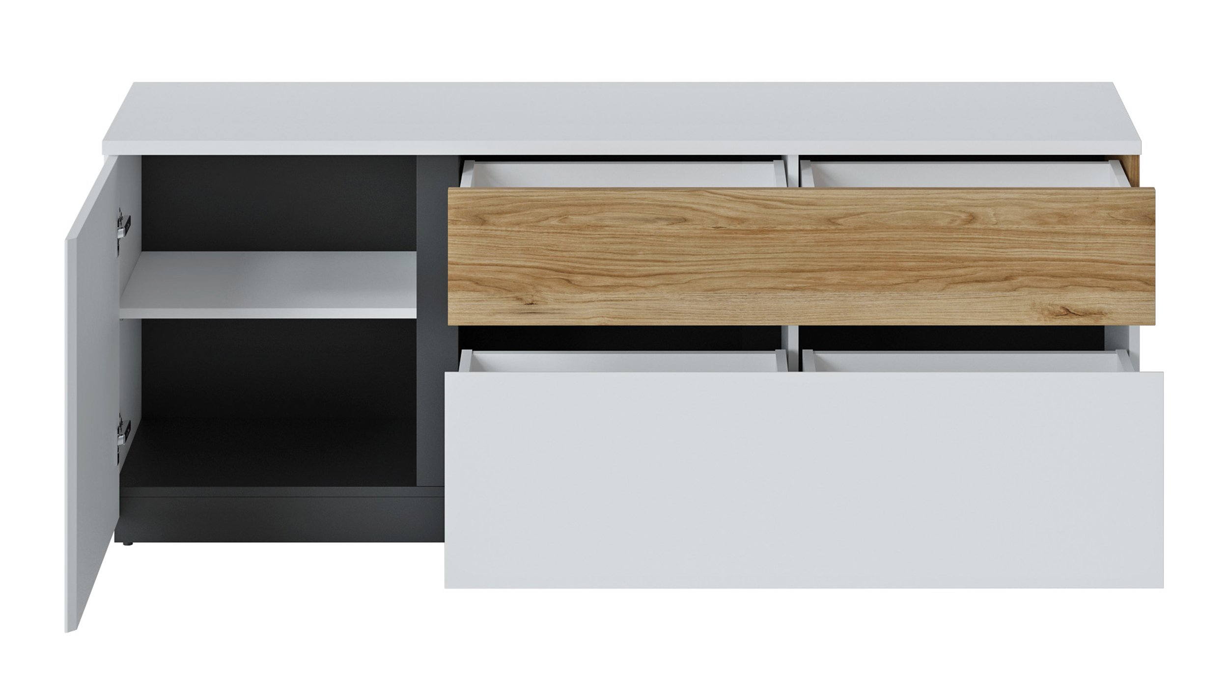 TV - Lowboard alpinweiß Catania Eiche 160 cm - NOVENA