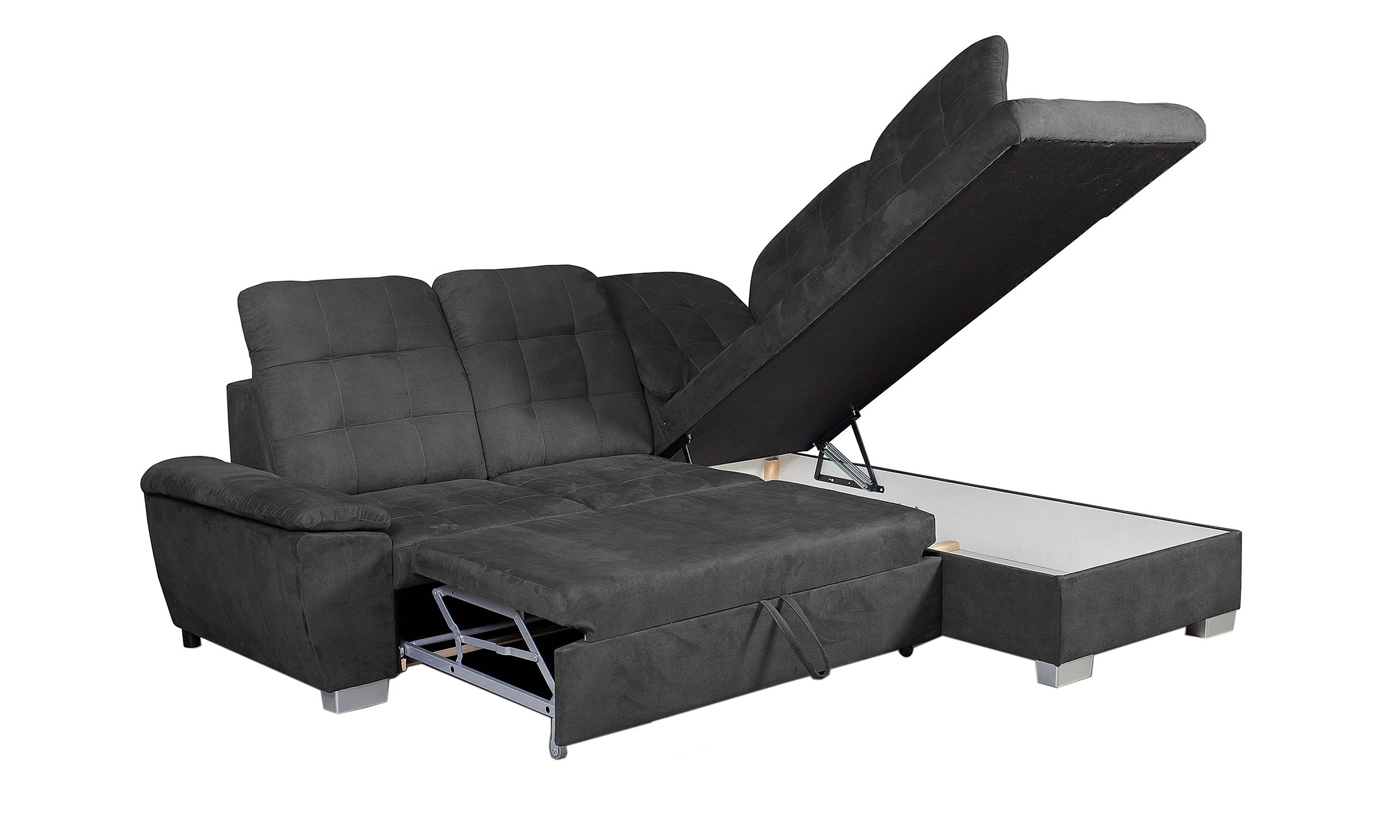 Ecksofa mit Schlaffunktion grau 262 x 215 cm - LOTTA