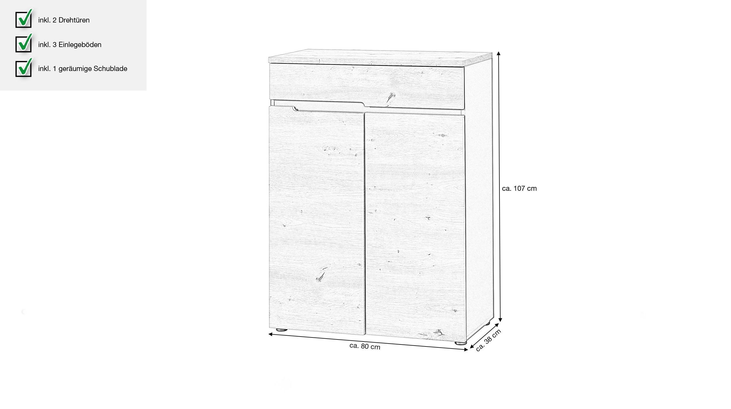 Schuhschrank Artisan Eiche 80 x 107 cm - MEMPHIS