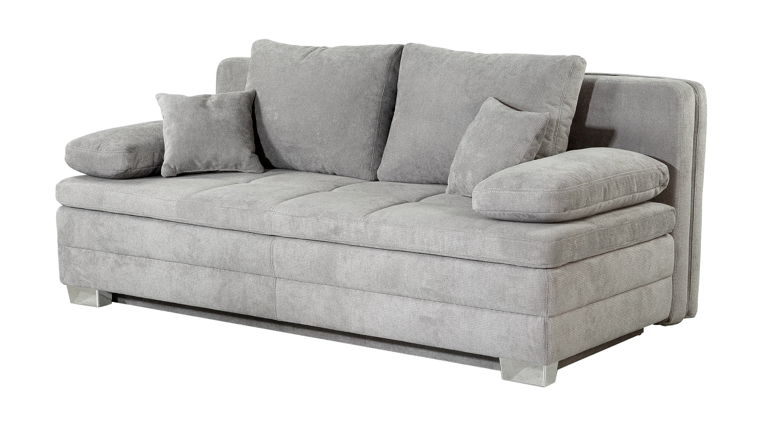 Schlafsofa grau inkl. Topper - Bettkasten 206 x 160 cm - LINDAU