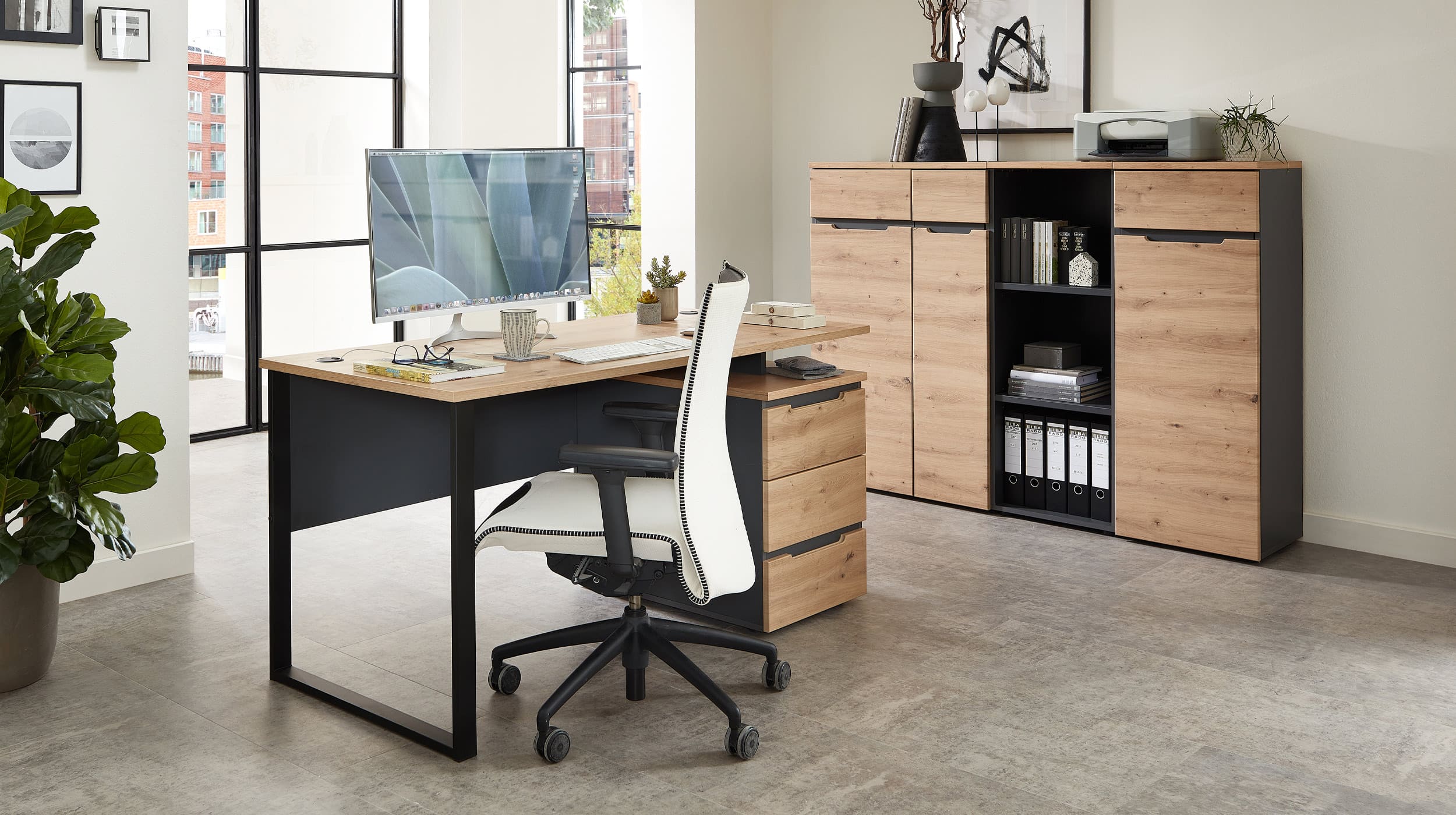 Schreibtisch Artisan Eiche 170 cm Metallgestell - MEMPHIS