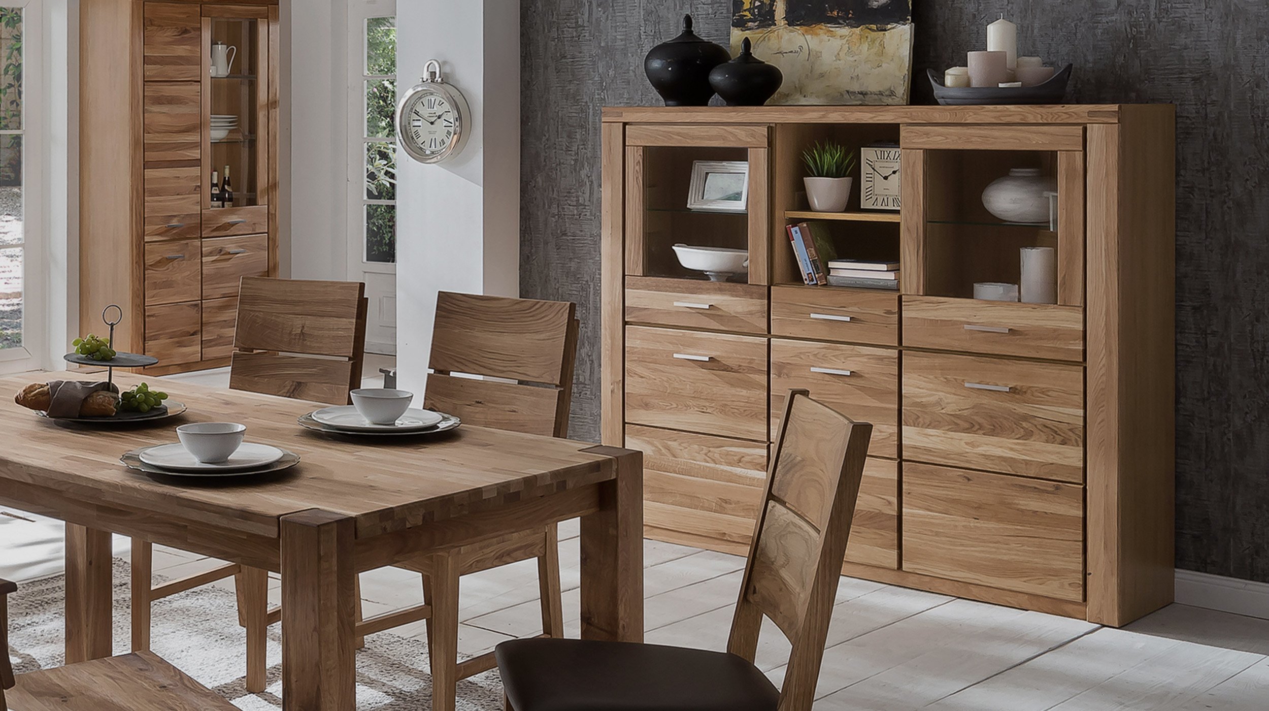 Highboard Wildeiche teilmassiv geölt 159 cm - FREYJA