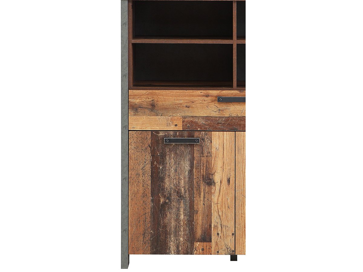 Highboard mit 1 Schublade Old Wood Vintage - Beton - grau 107 cm - CLIF