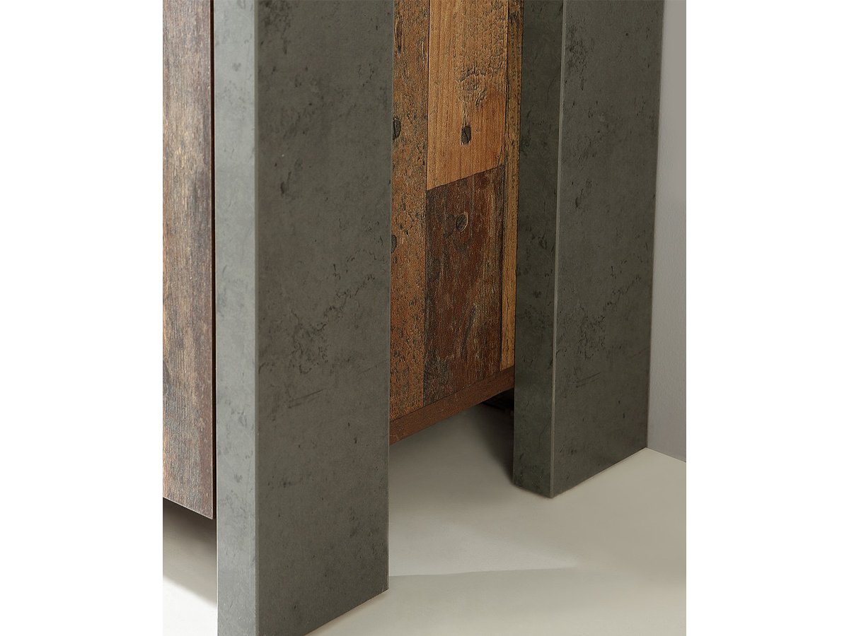 Vitrine mit 1 Glastür Old - Wood - Beton - grau 205 cm - CLIF