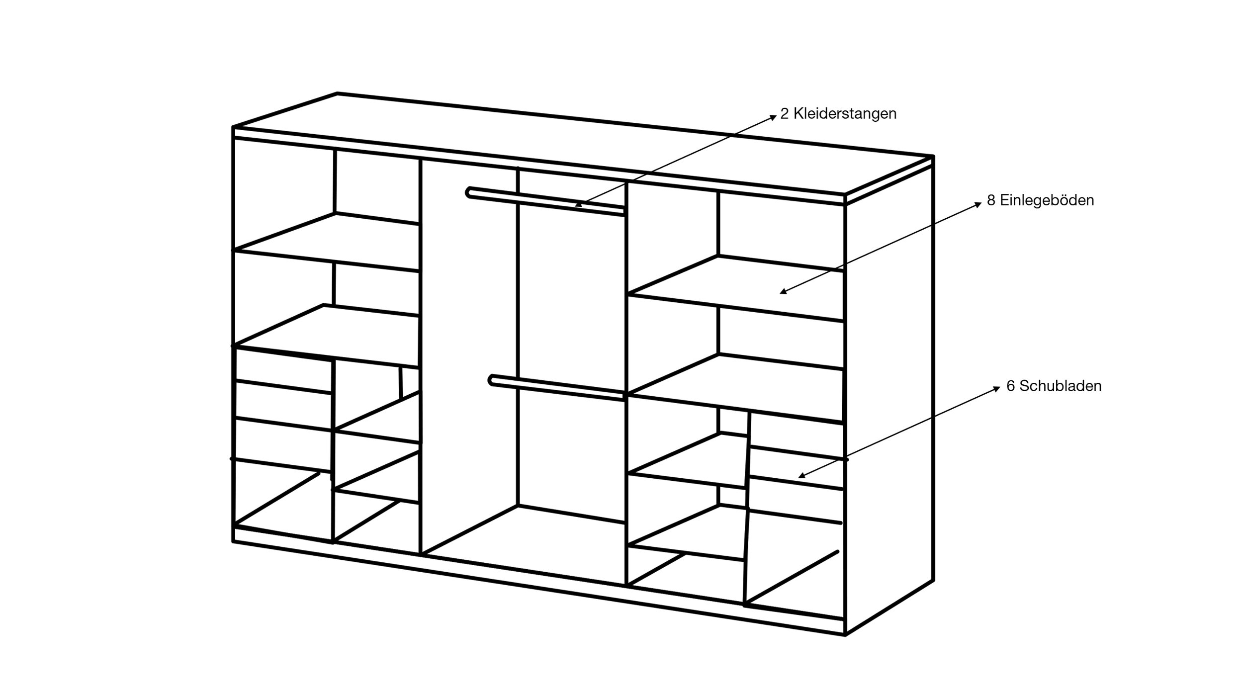 Schwebetürenschrank weiß 270 cm mit Spiegel - SAIGON
