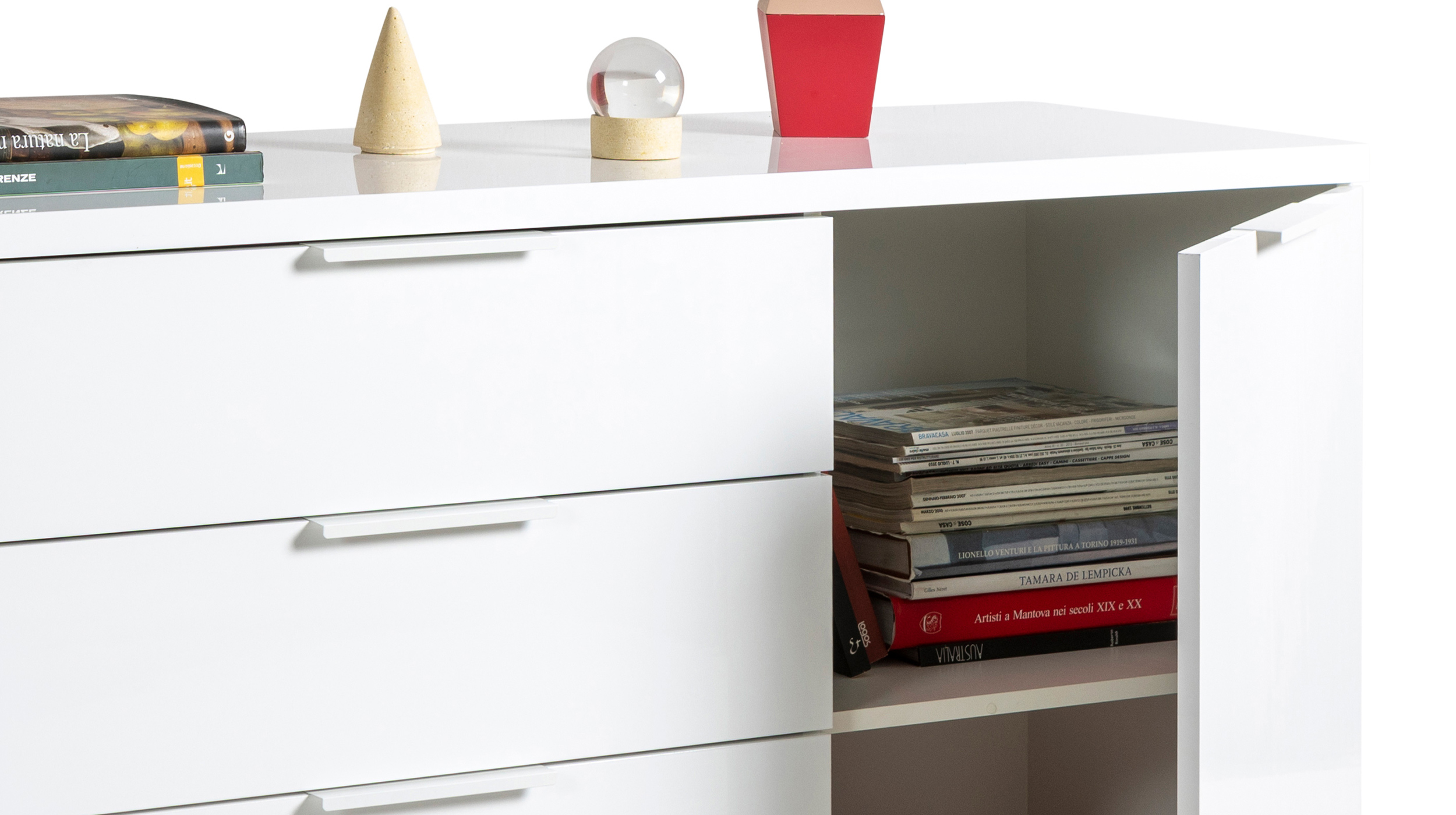 Sideboard weiß hochglanz 171 x 83 cm 4 Schubladen - MUNDI