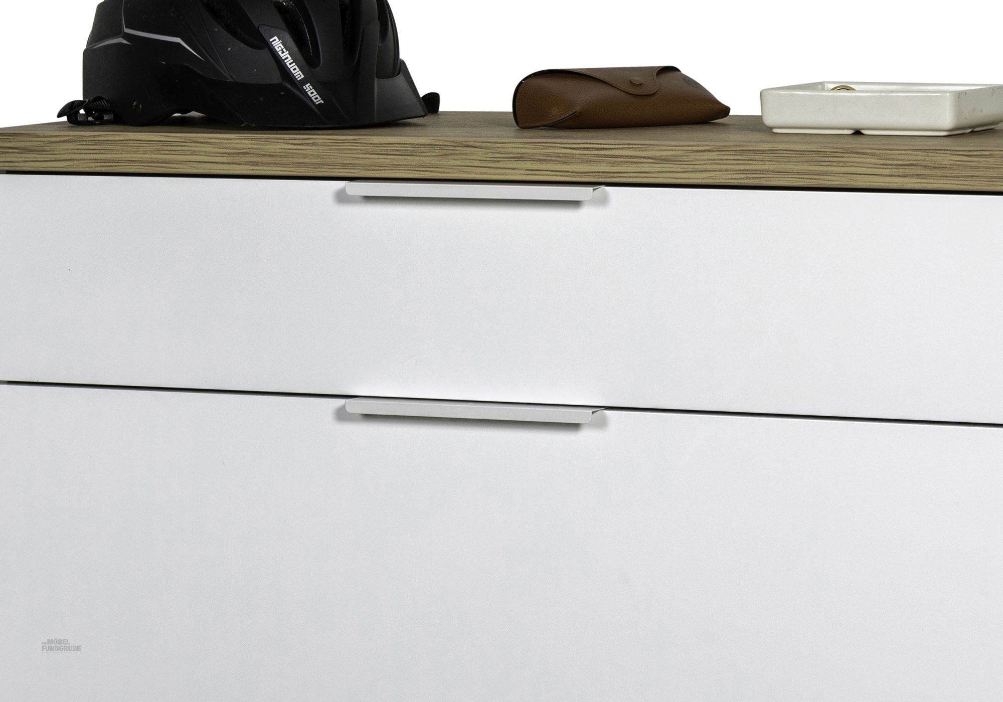 Garderobenbank weiß hochglanz - Eiche Riviera 82 cm - MUNDI