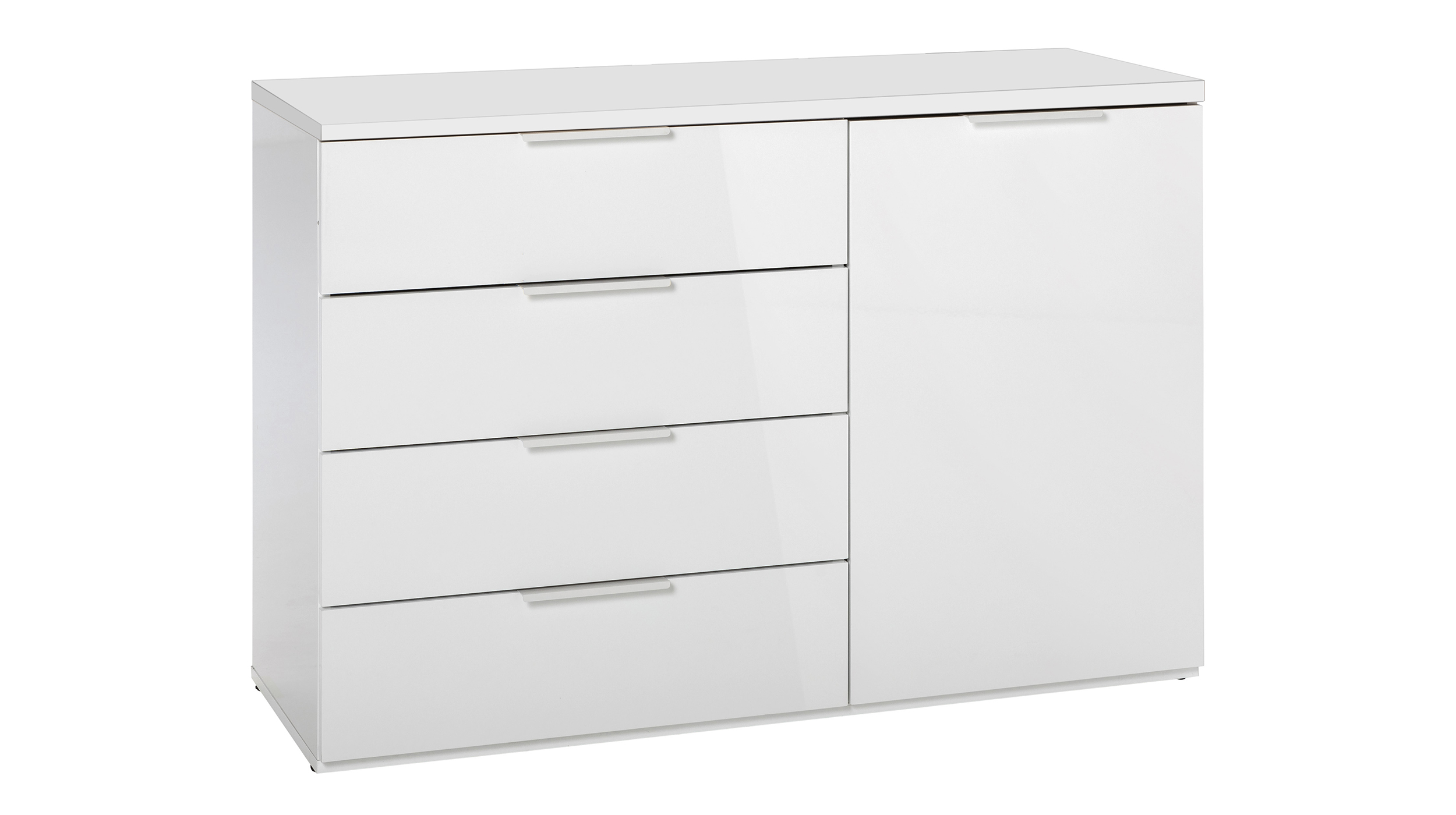 Kommode weiß hochglanz 120 x 82 cm 4 Schubladen - MUNDI