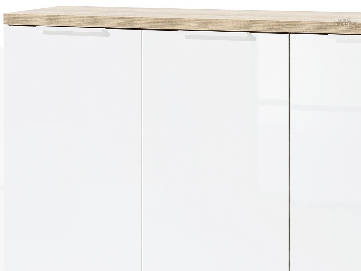 Kommode weiß hochglanz - Riviera Oak 120 cm - MUNDI