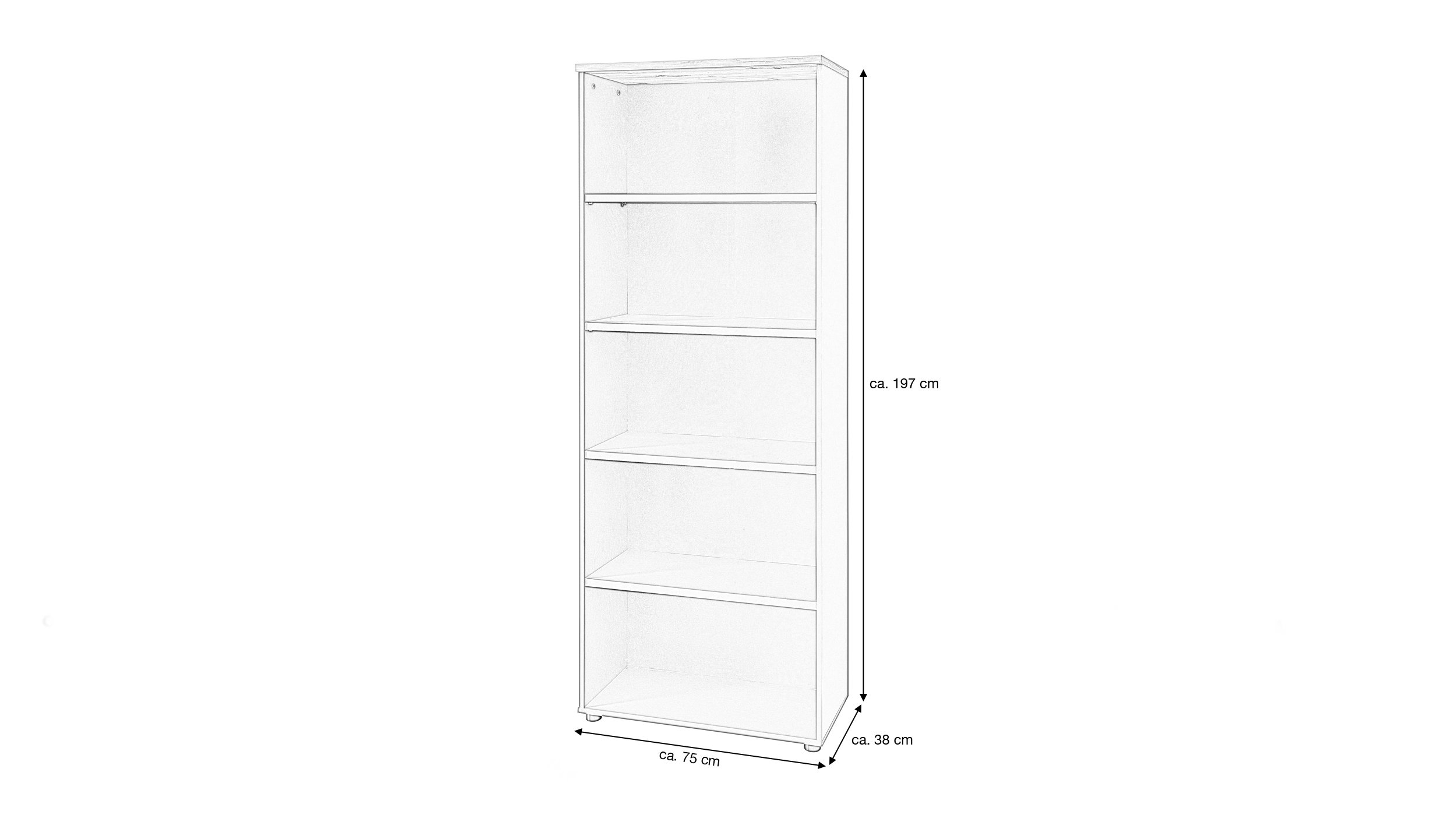 Büroregal graphit - Artisan Eiche 75 x 197 cm - MEMPHIS