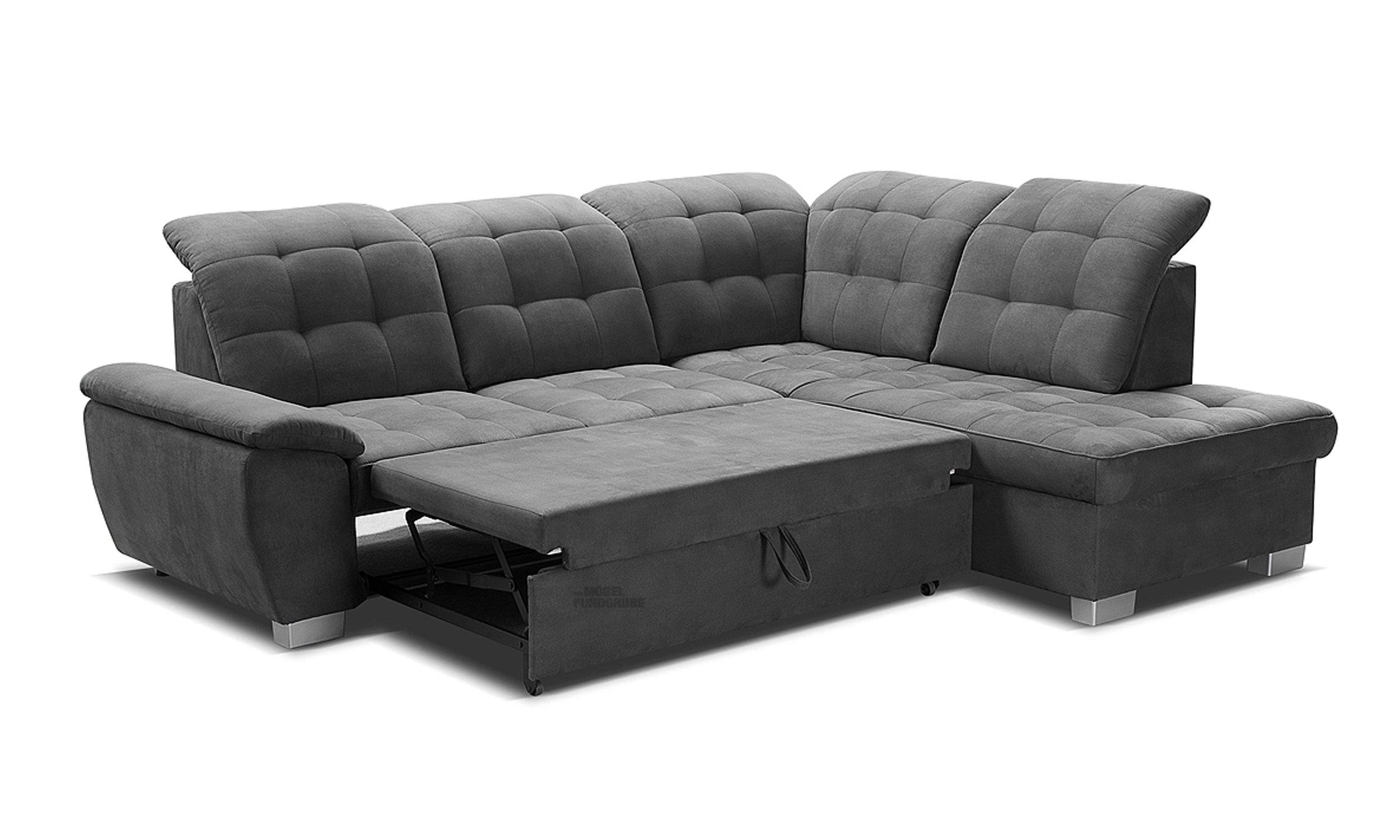 Ecksofa mit Schlaffunktion grau 262 x 215 cm - LOTTA
