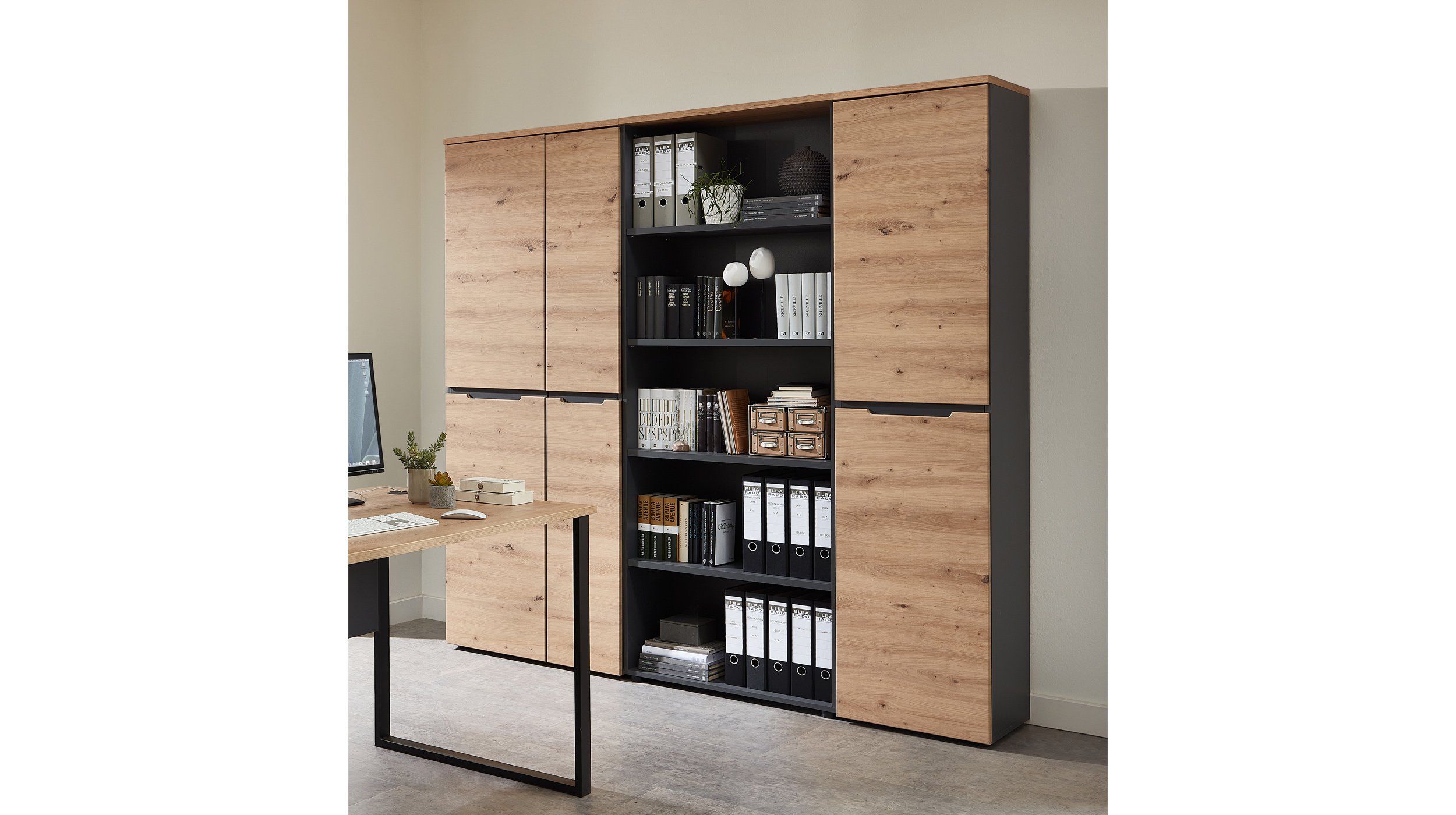 Büroregal graphit - Artisan Eiche 197 cm - MEMPHIS