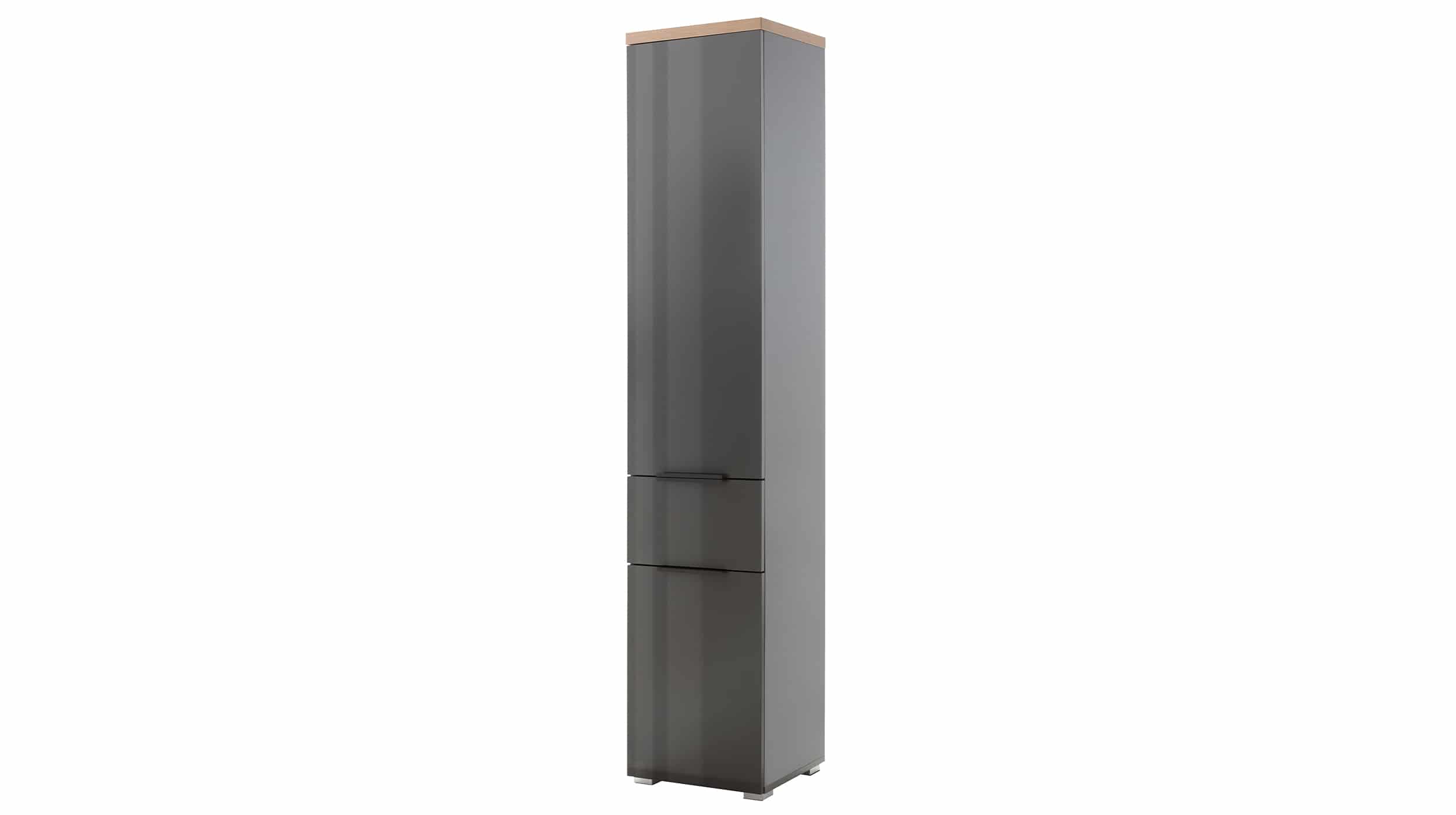 Bad Hochschrank grau hochglanz - Artisan Eiche - MUNDI