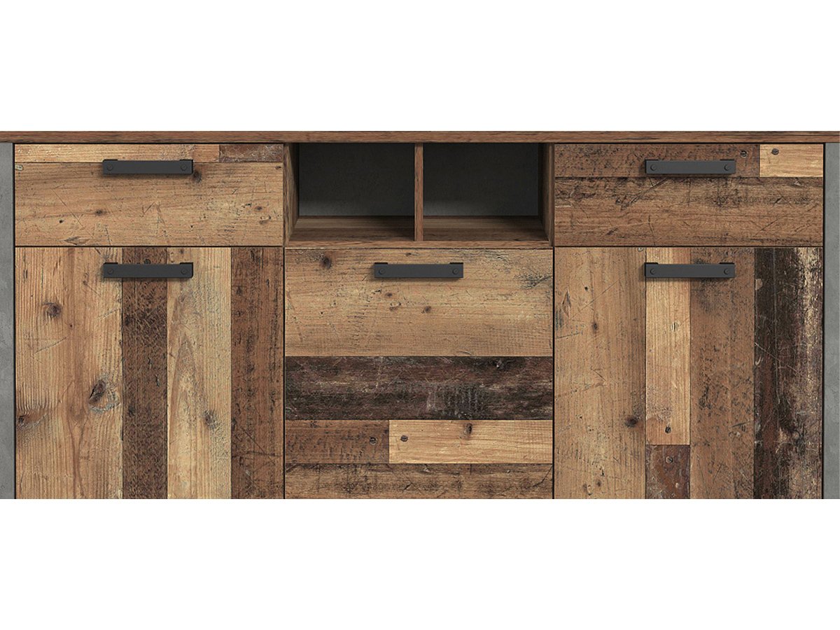 Sideboard mit 2 Schubladen Old Wood Vintage - Betonoptik 156 cm - CLIF