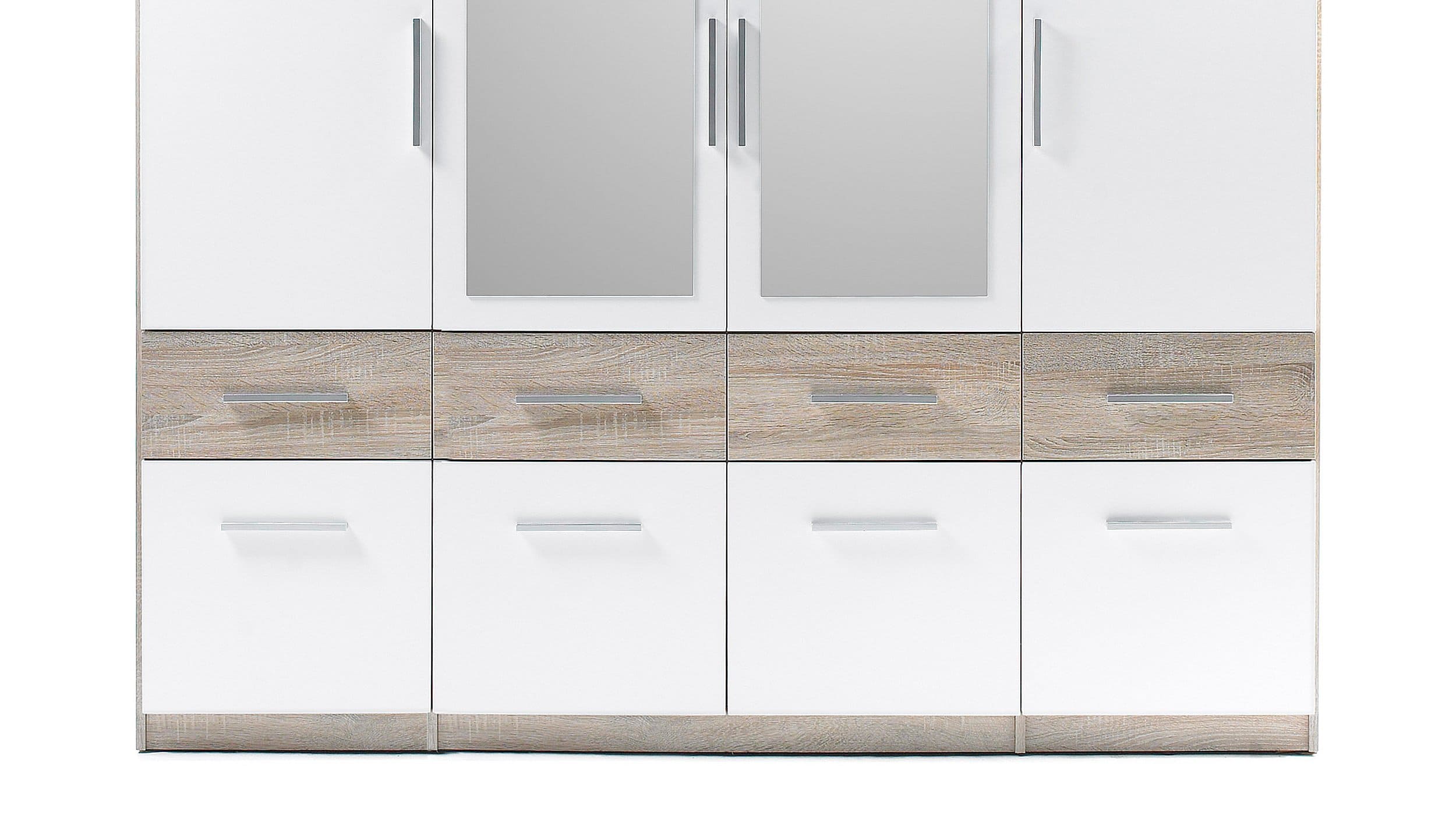 Kleiderschrank Spiegel Sonoma Eiche - weiß - 180 cm - BOX