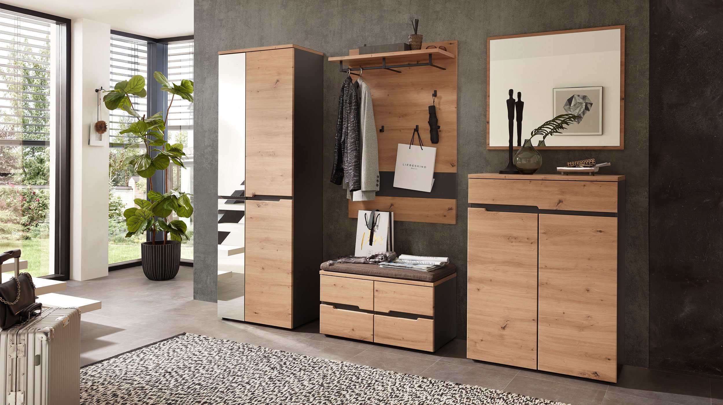 Wandgarderobe Paneel  Artisan Eiche - Graphit - MEMPHIS