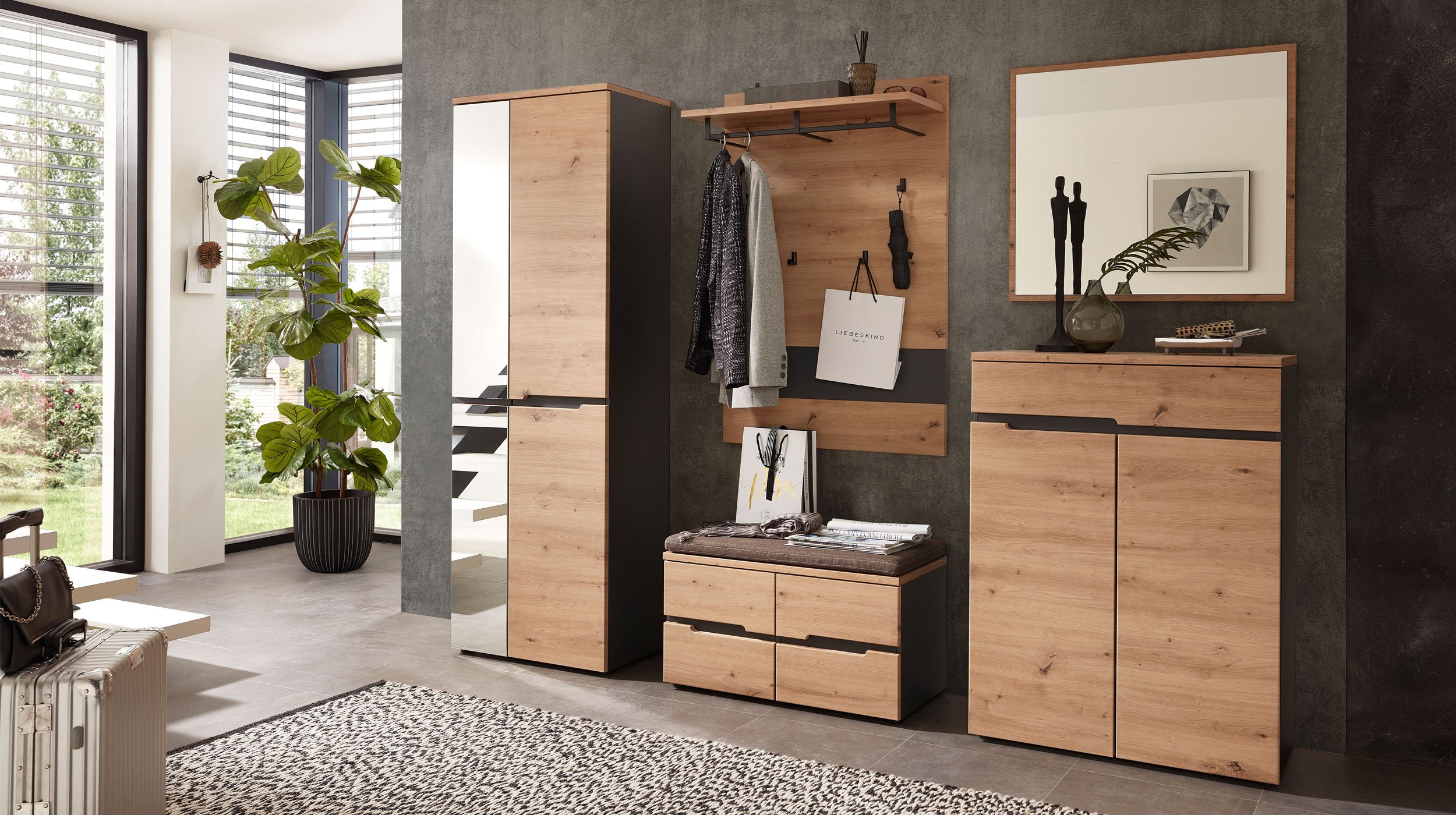 Schuhschrank Artisan Eiche - Graphit 80 cm - MEMPHIS