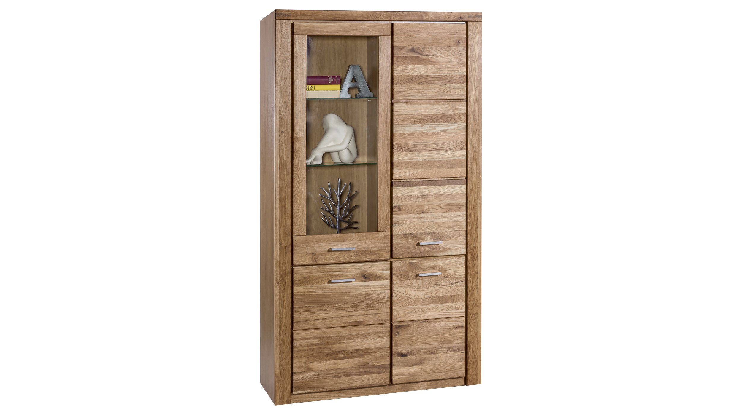 Vitrine Wildeiche teilmassiv geölt 200 cm - FREYJA