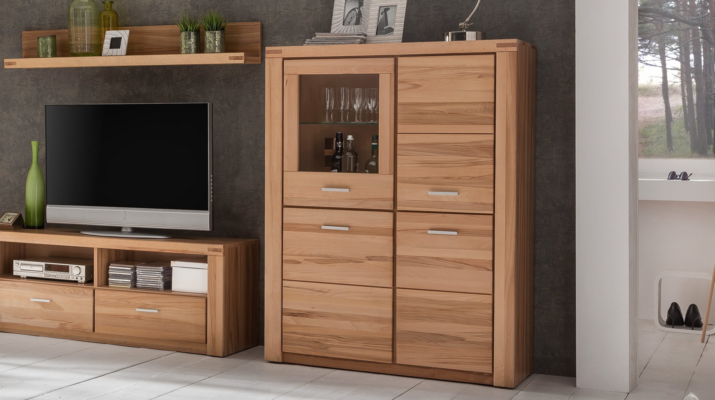 Highboard Kernbuche teilmassiv geölt 108 cm - FREYJA