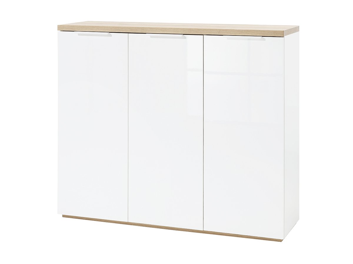 Kommode Riviera Oak - weiß 3-türig 120 cm - MUNDI