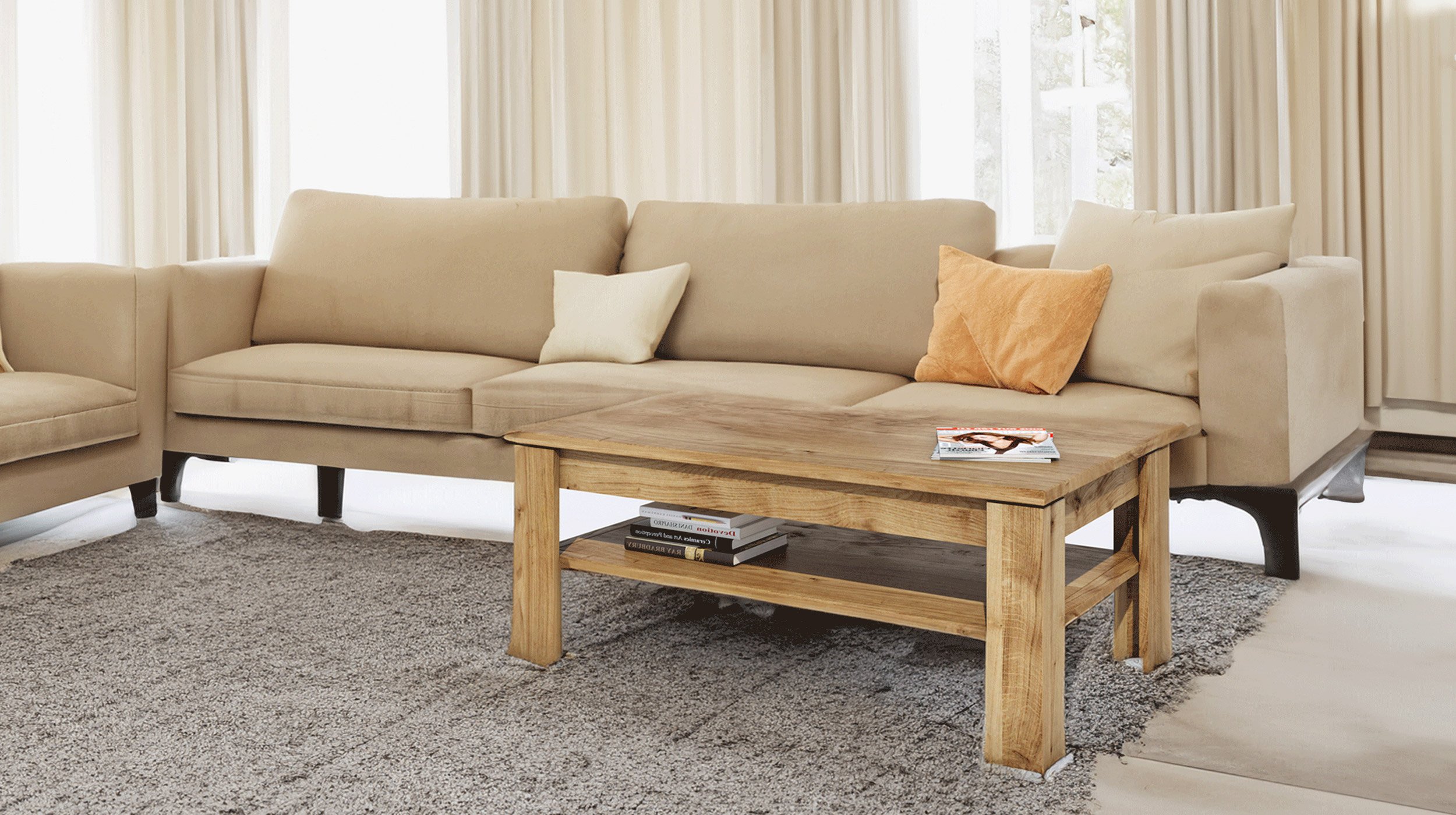 Couchtisch Wildeiche geölt teilmassiv 110 x 65 cm - FREYJA