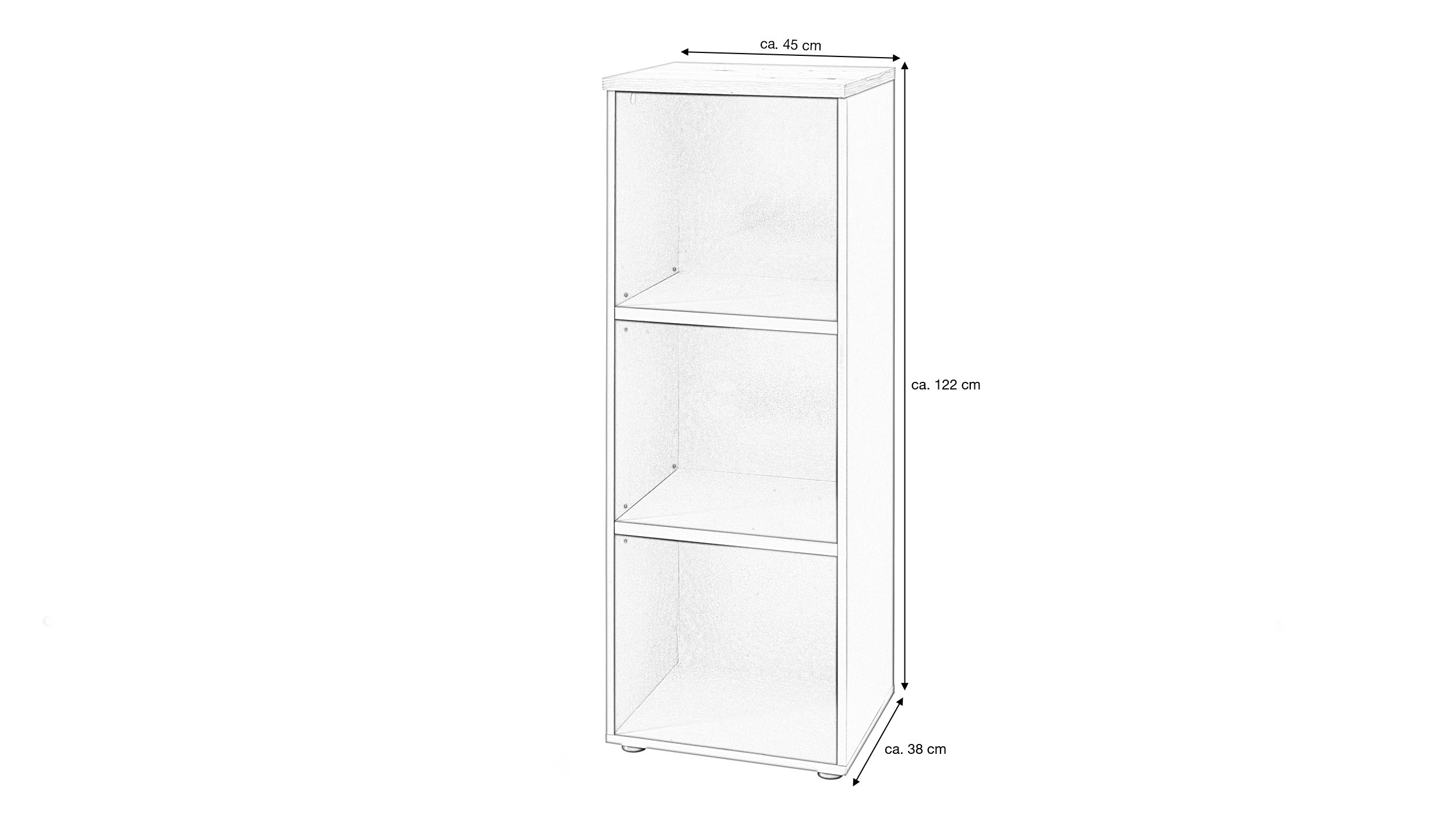 Büroregal graphit - Artisan Eiche 45 x 122 cm - MEMPHIS