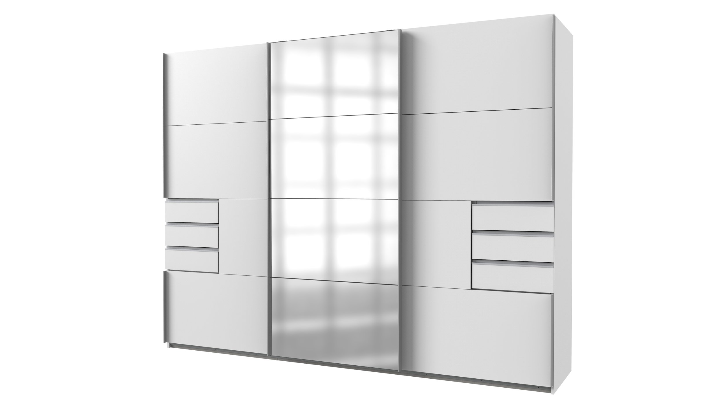 Schwebetürenschrank weiß 270 cm mit Spiegel - SAIGON