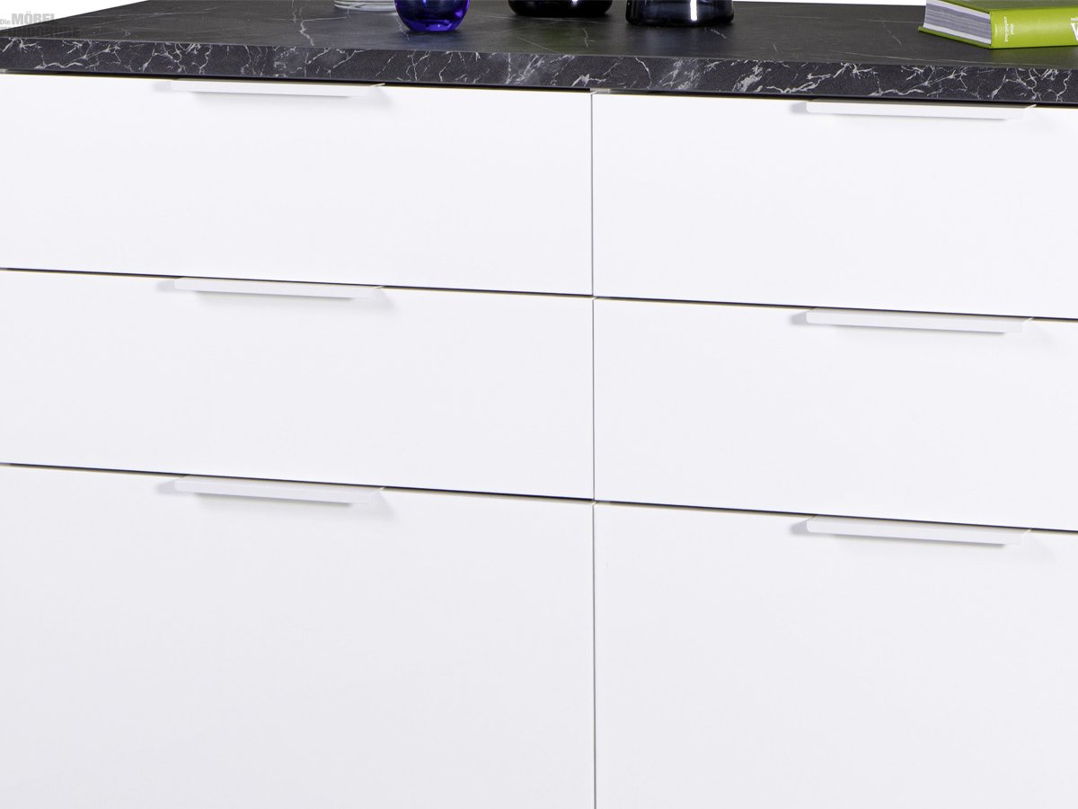 Kommode weiß hochglanz - Marmoroptik 120 cm - MUNDI