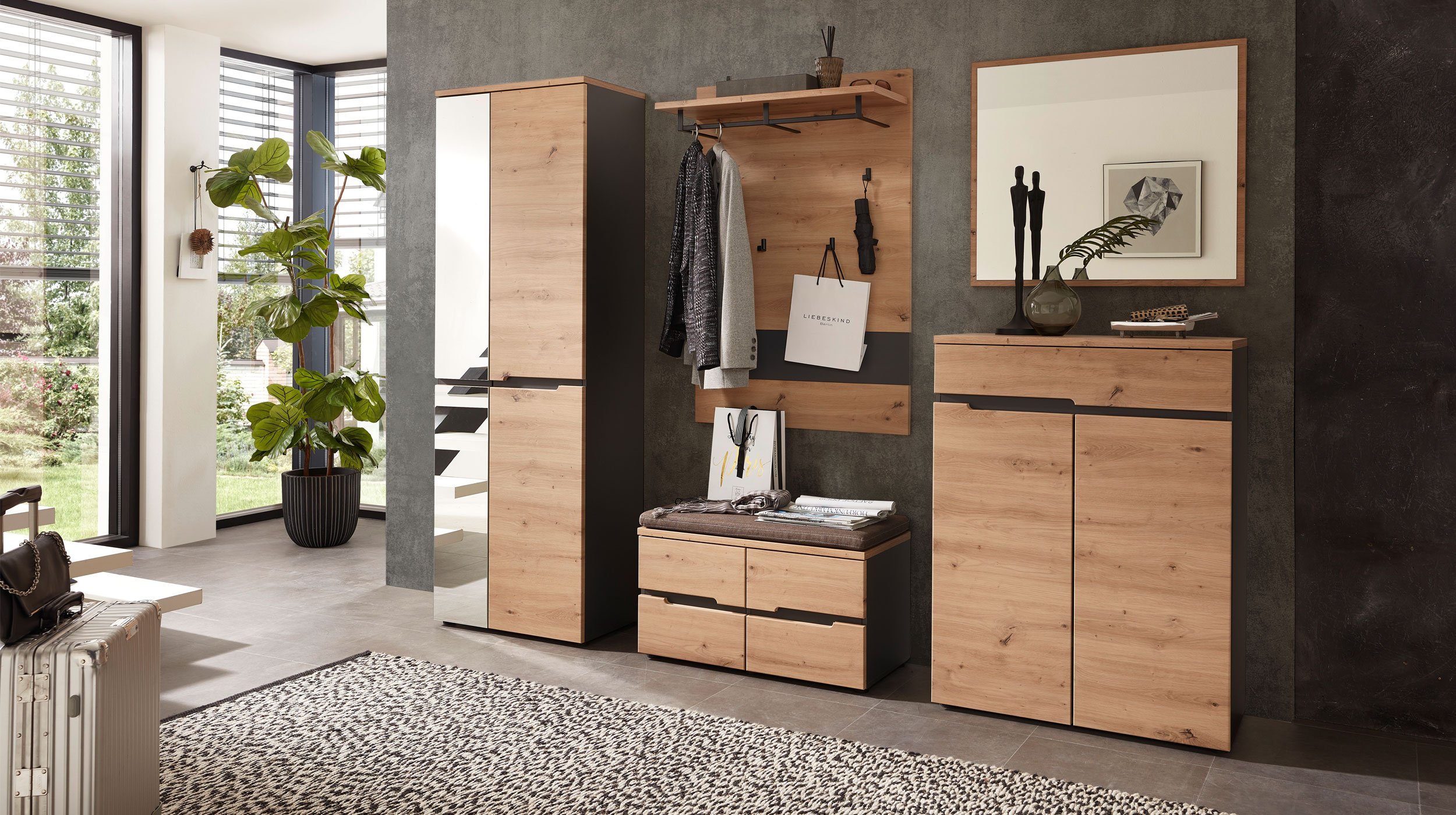 Garderobenschrank Artisan Eiche - Graphit 65 cm - MEMPHIS