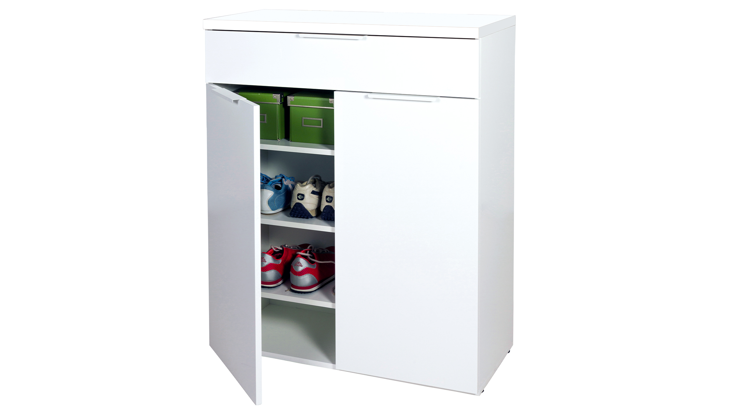 Schuhschrank weiß hochglanz 82 x 102 cm 2 Türen - MUNDI