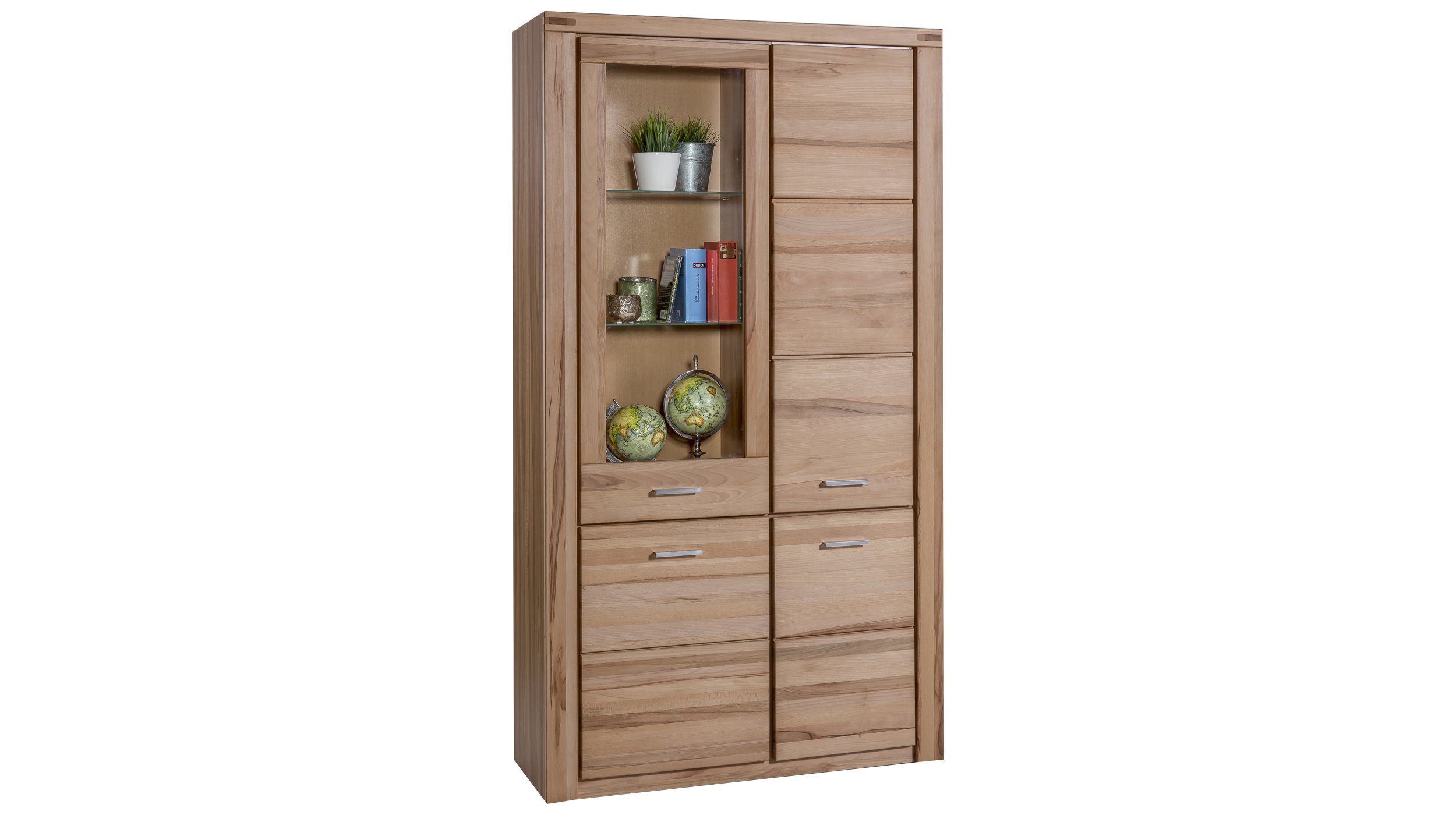 Vitrine Kernbuche teilmassiv geölt 200 cm - FREYJA
